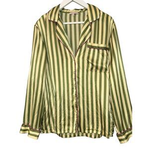 Morgan Lane Katelyn Sleep Shirt Top‎ Silk Blend Button Up Sz Small Anthropologie